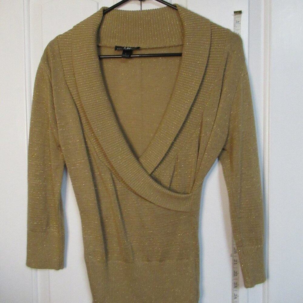 Gold Sparkle V-neck Sweater